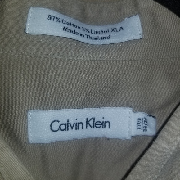 Calvin Klein Button Up Collar Shirt Beige Men's Size XL - Picture 5 of 6